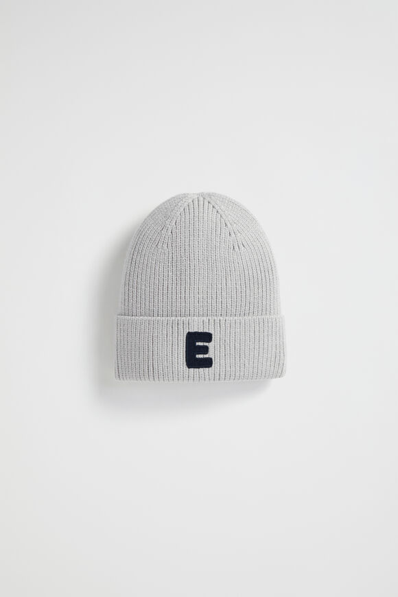 Rib Initial Beanie  E  hi-res