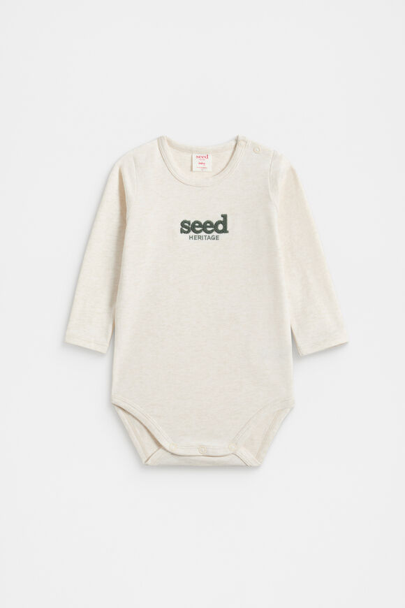 Chenille Logo Bodysuit  Snow Marle  hi-res