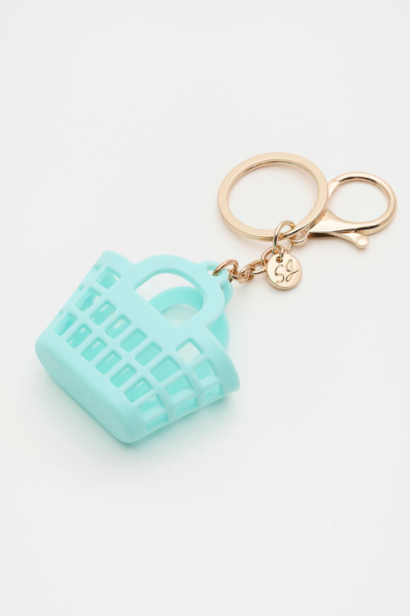 Retro Basket Keyring  Blue  hi-res