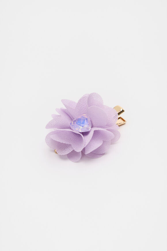 Heart Gem Flower Duck Clip  Soft Lilac  hi-res