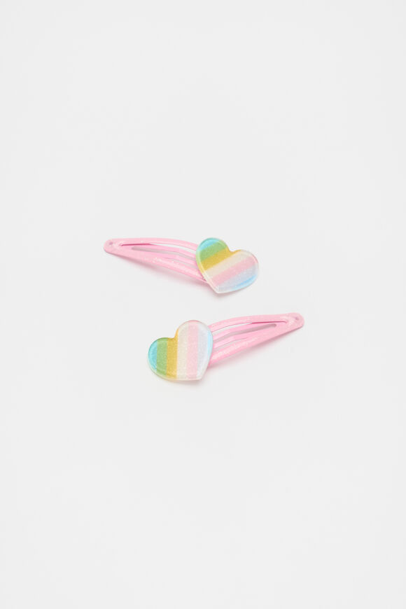 Glitter Stripe Heart Snaps  Multi  hi-res