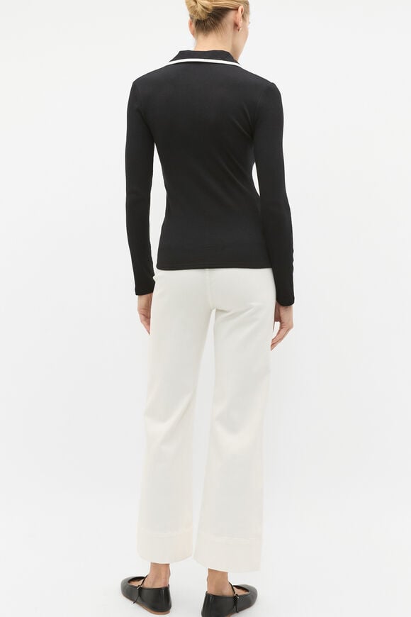 Contrast Rib Polo  Black  hi-res