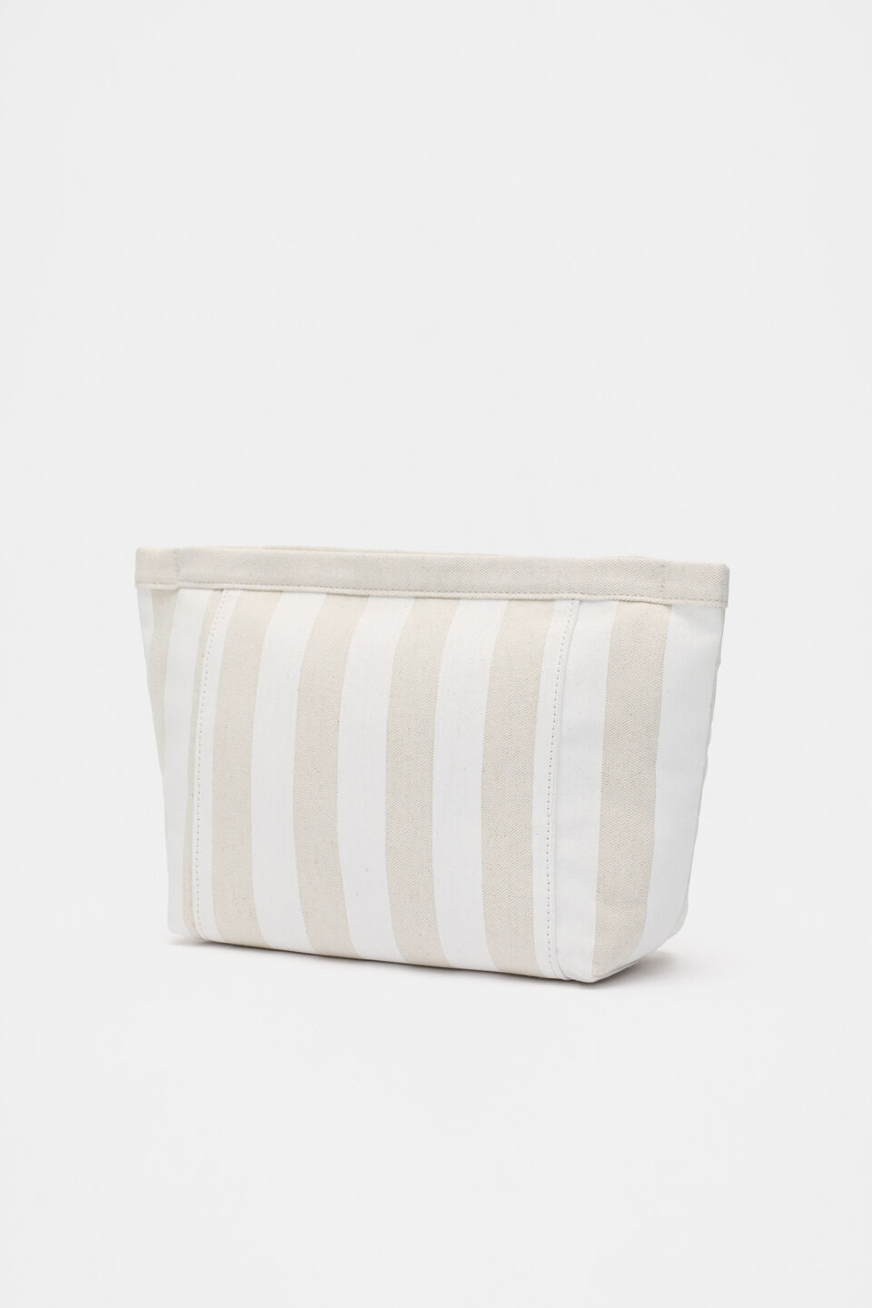 Large Logo Stripe Make Up Bag  White