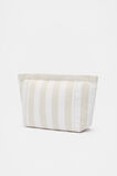 Large Logo Stripe Make Up Bag  White  hi-res