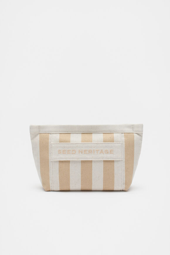 Small Logo Stripe Make Up Bag  Nougat  hi-res