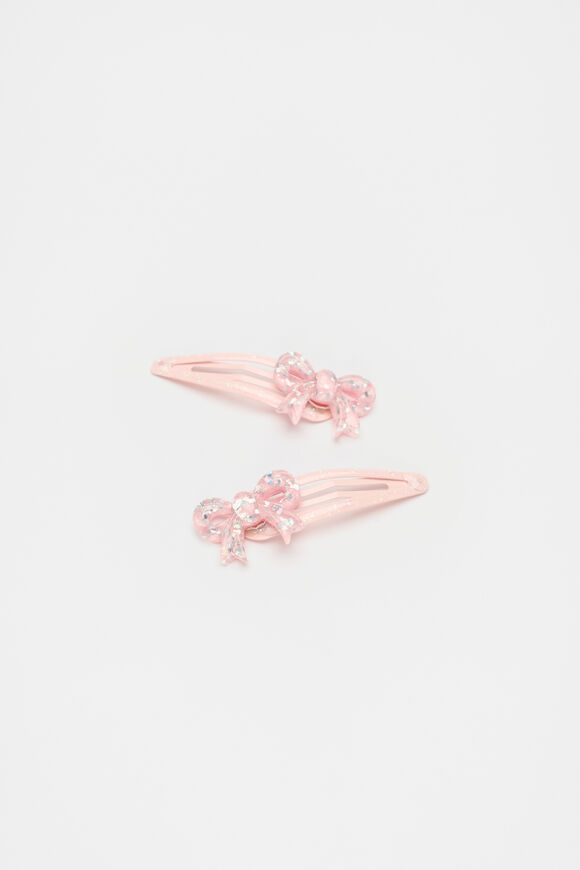 Glitter Bow Resin Snaps  Rose Petal  hi-res