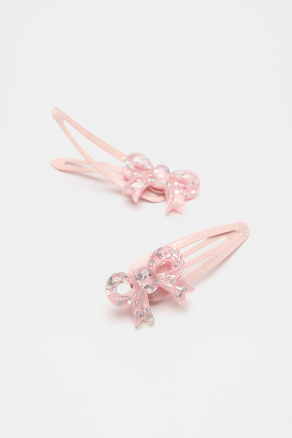 Glitter Bow Resin Snaps  Rose Petal  hi-res