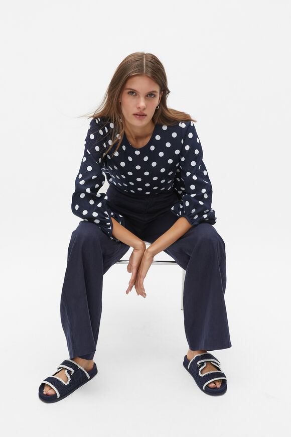 Core Linen Balloon Sleeve Top  Midnight Sky Spot  hi-res