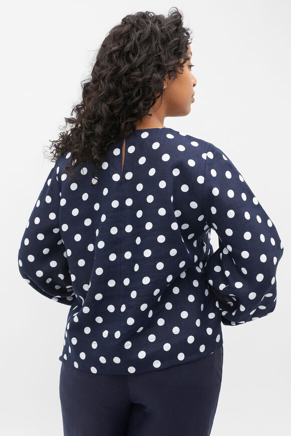 Core Linen Balloon Sleeve Top  Midnight Sky Spot  hi-res
