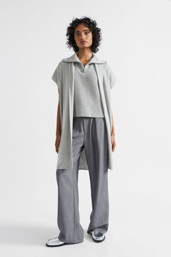 Rib Knit Poncho  Silver Marle  hi-res