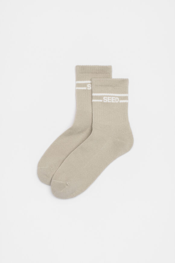 Stripe Logo 1/4 Crew Sock  Cool Sand Cream  hi-res