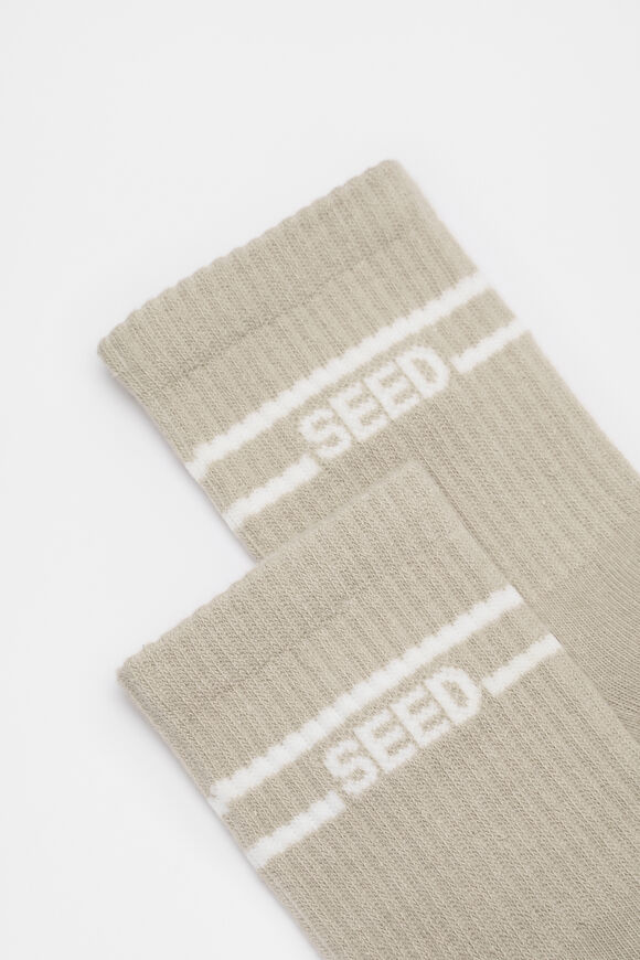 Stripe Logo 1/4 Crew Sock  Cool Sand Cream  hi-res