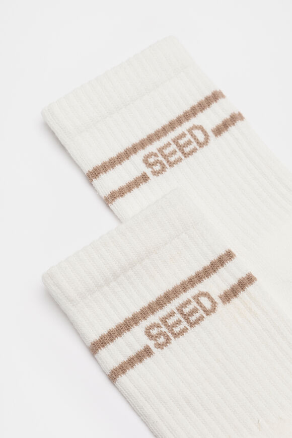 Stripe Logo 1/4 Crew Sock  Cream Cookie  hi-res
