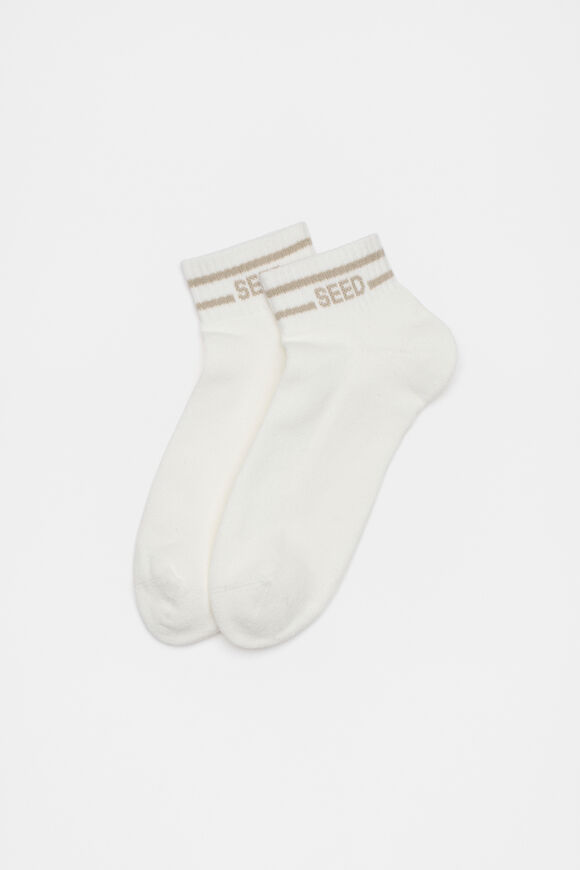 Stripe Logo Ankle Sock  Cream Cool Sand  hi-res