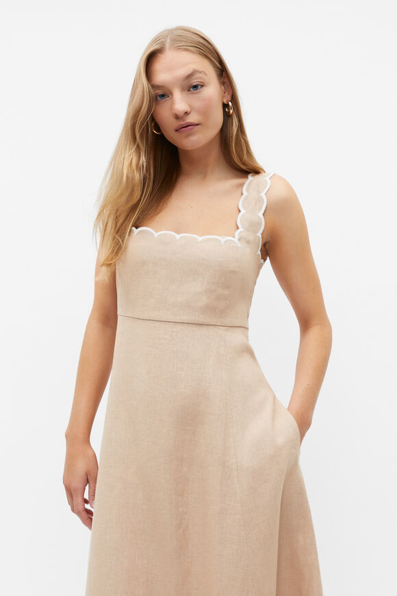 Scallop Swing Midi Dress  Nougat  hi-res