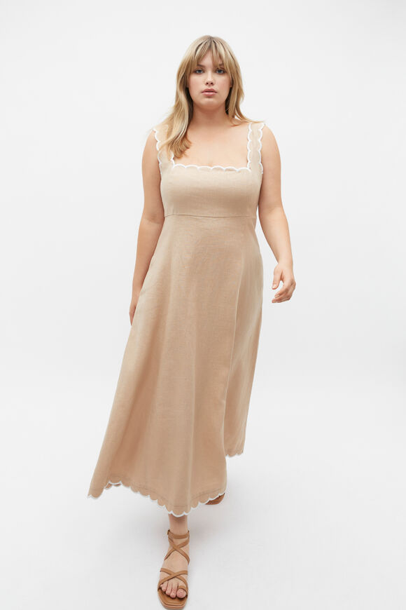 Scallop Swing Midi Dress  Nougat  hi-res