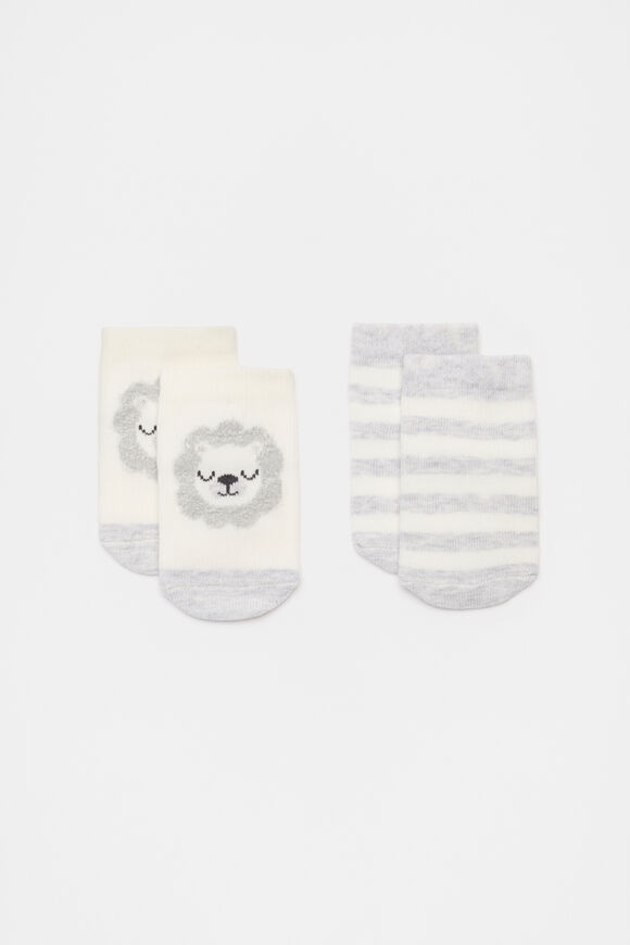 Lion Sock 2 Pack  Grey Marle  hi-res