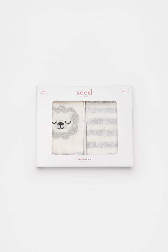 Lion Sock 2 Pack  Grey Marle  hi-res