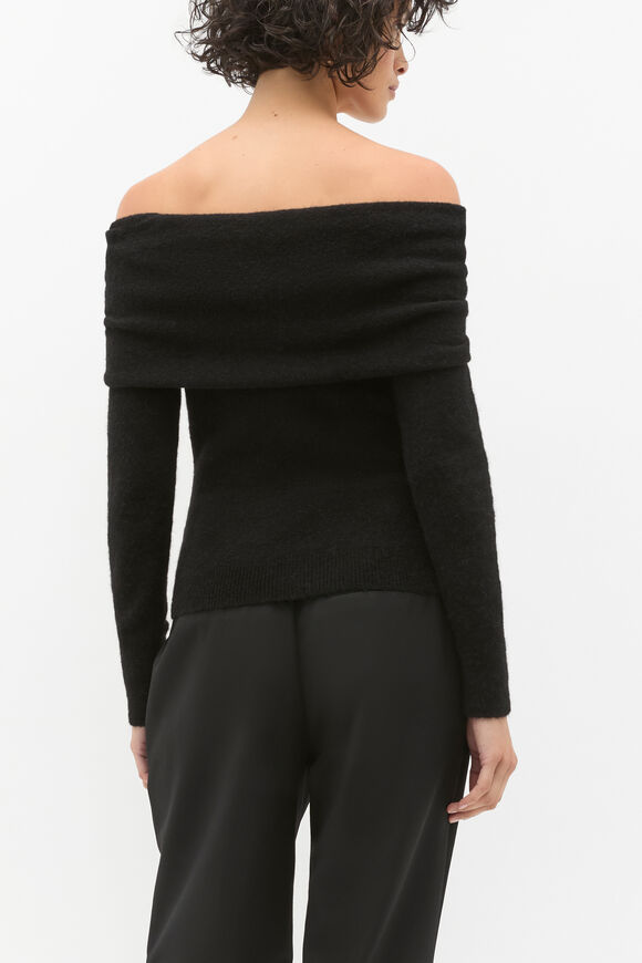 Lofty Twist Off Shoulder Knit  Black  hi-res