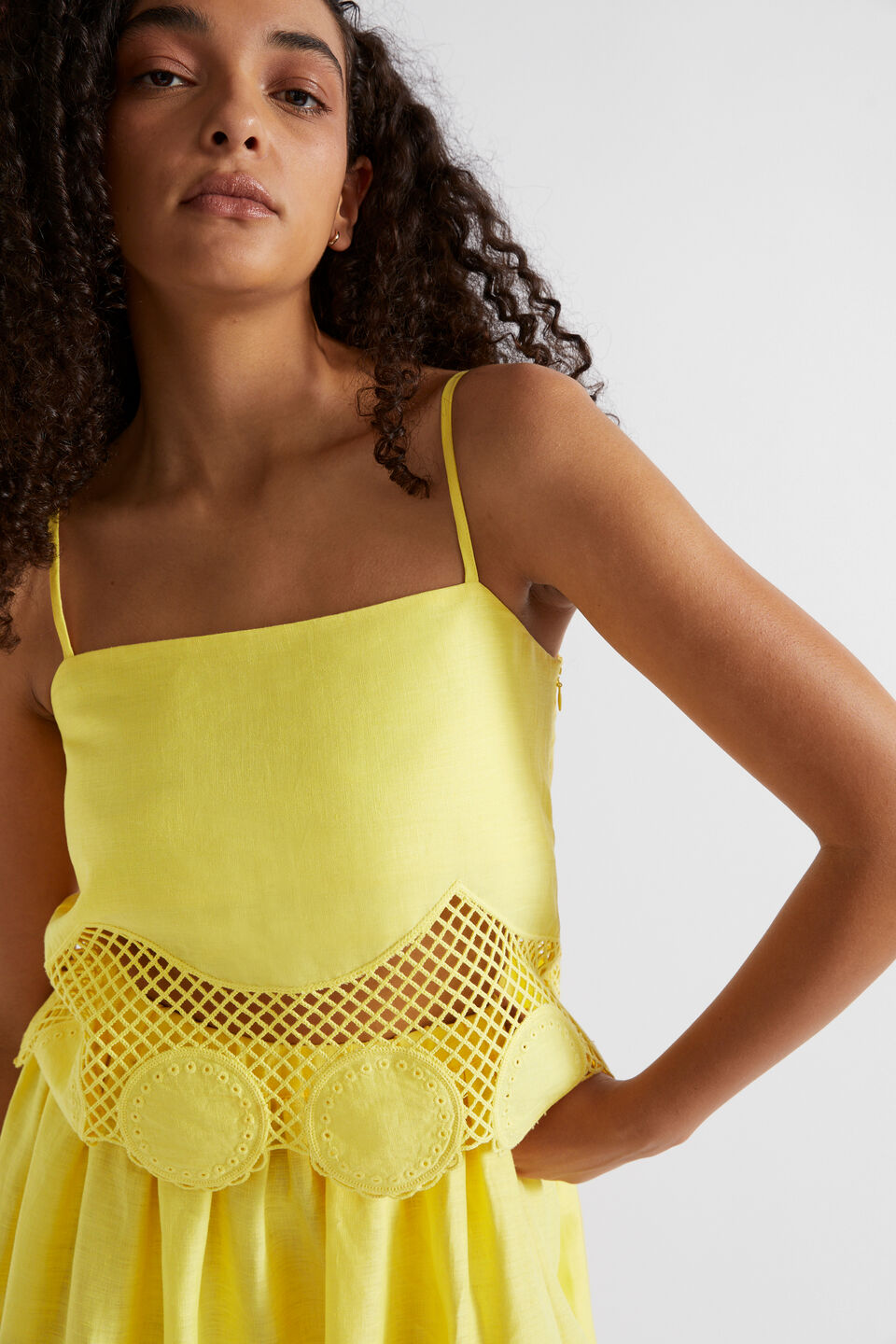 Embroidered Hem Camisole  Lemon Drop