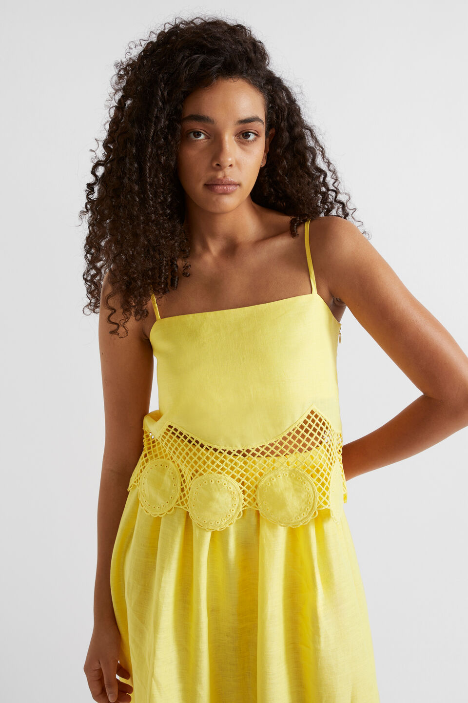 Embroidered Hem Camisole  Lemon Drop