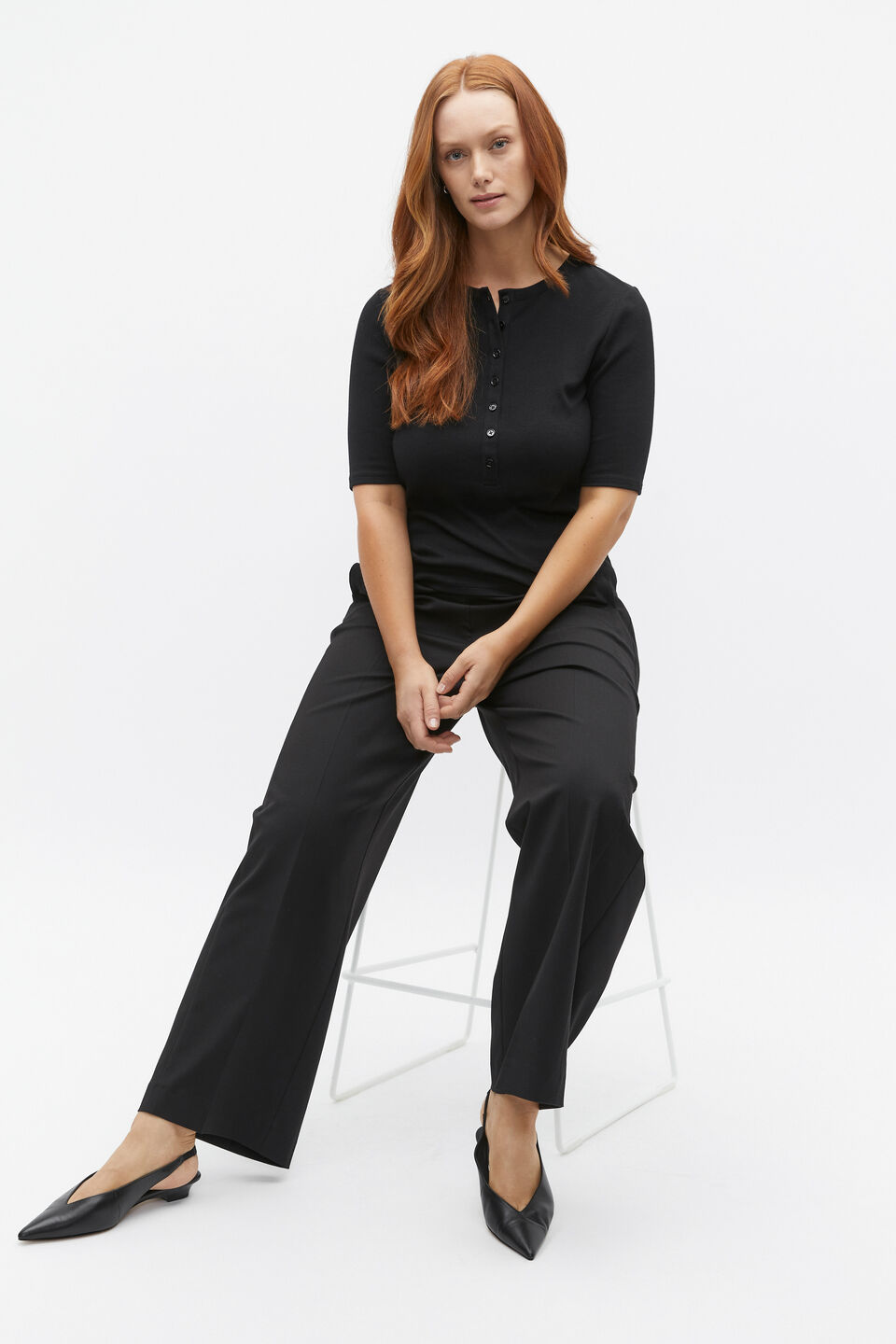 Elasticated Wide Leg Pant  Black