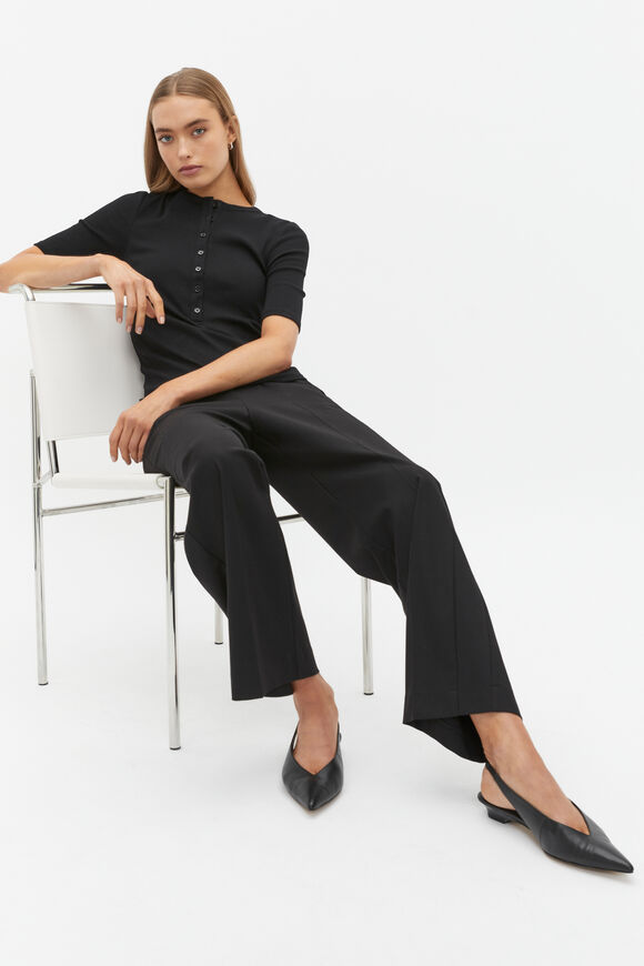 Henley Half Sleeve Top  Black  hi-res