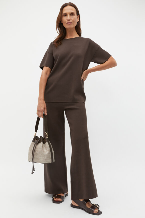 Oversized Crepe Knit Tee  Dark Espresso  hi-res