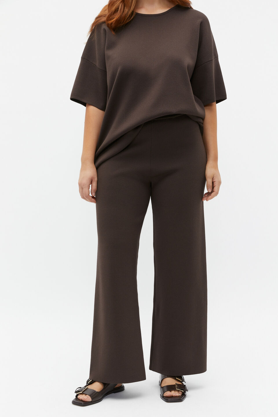 Crepe Knit Wide Leg Pant  Dark Espresso