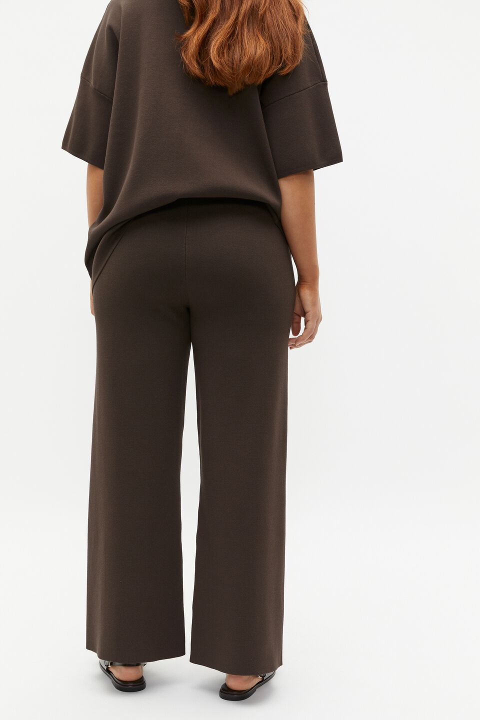 Crepe Knit Wide Leg Pant  Dark Espresso