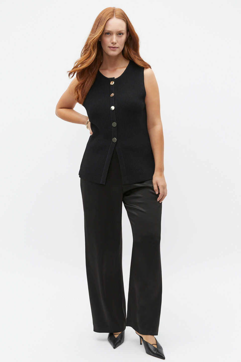 Satin Wide Leg Pant  Black