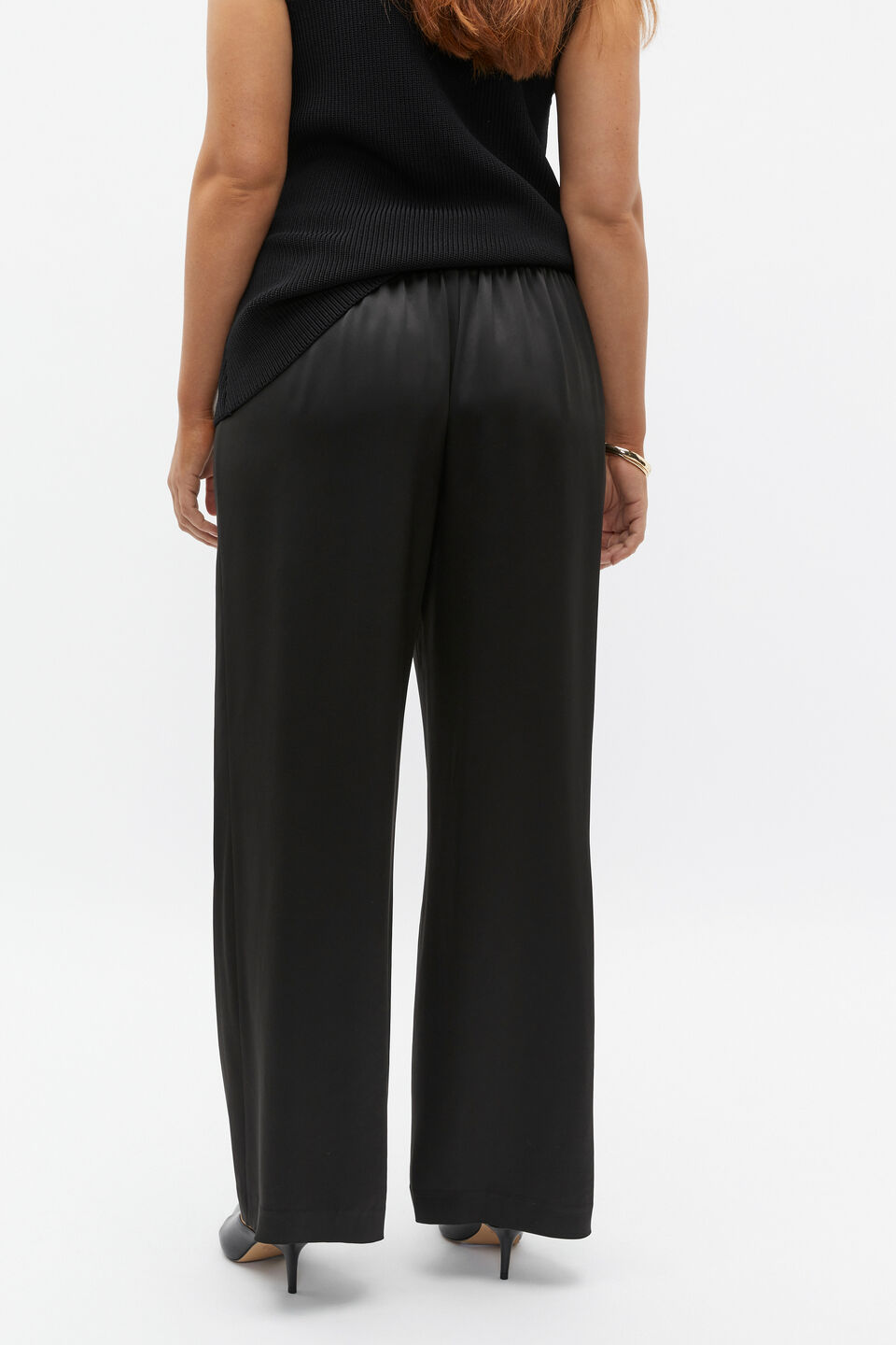Satin Wide Leg Pant  Black