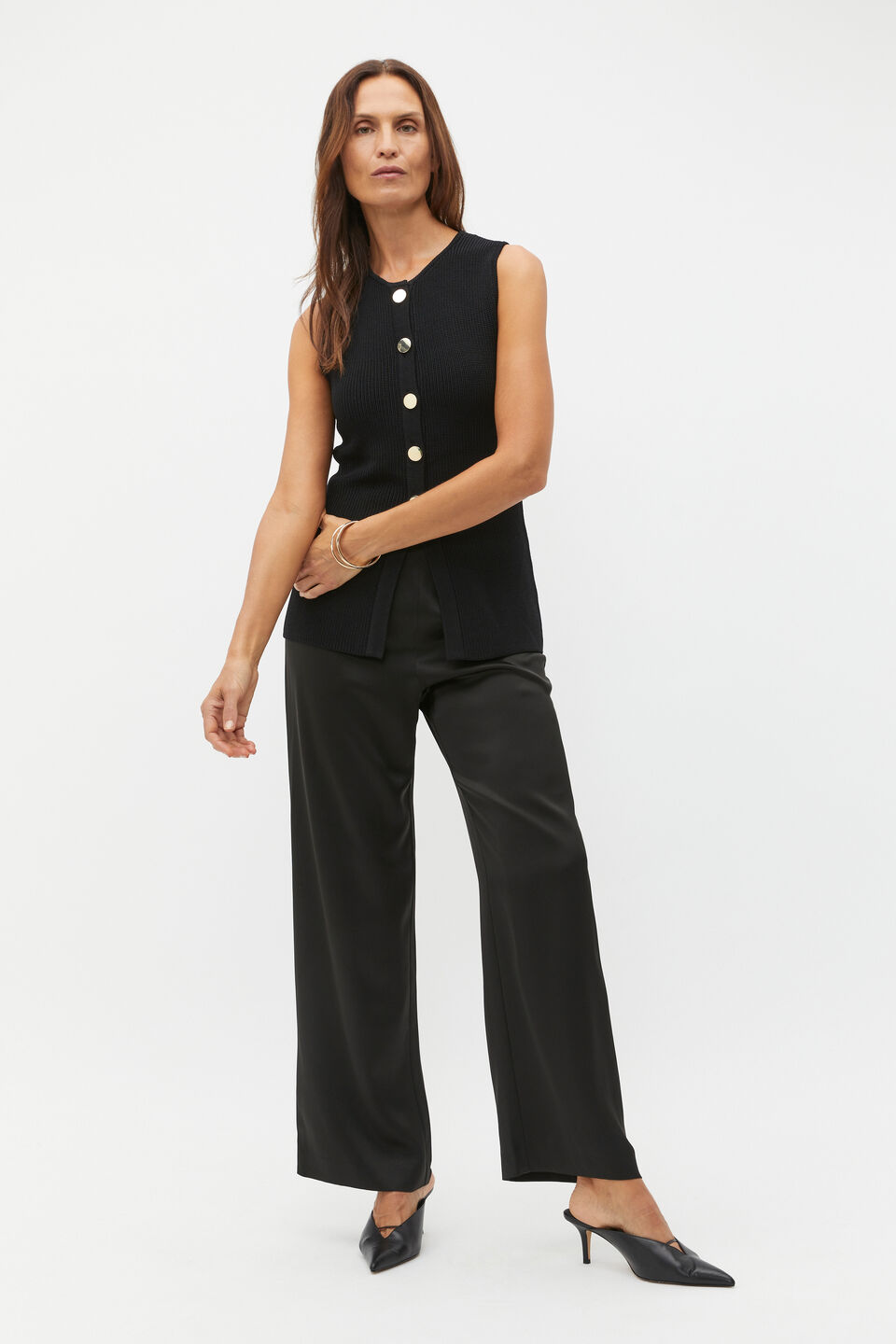 Satin Wide Leg Pant  Black