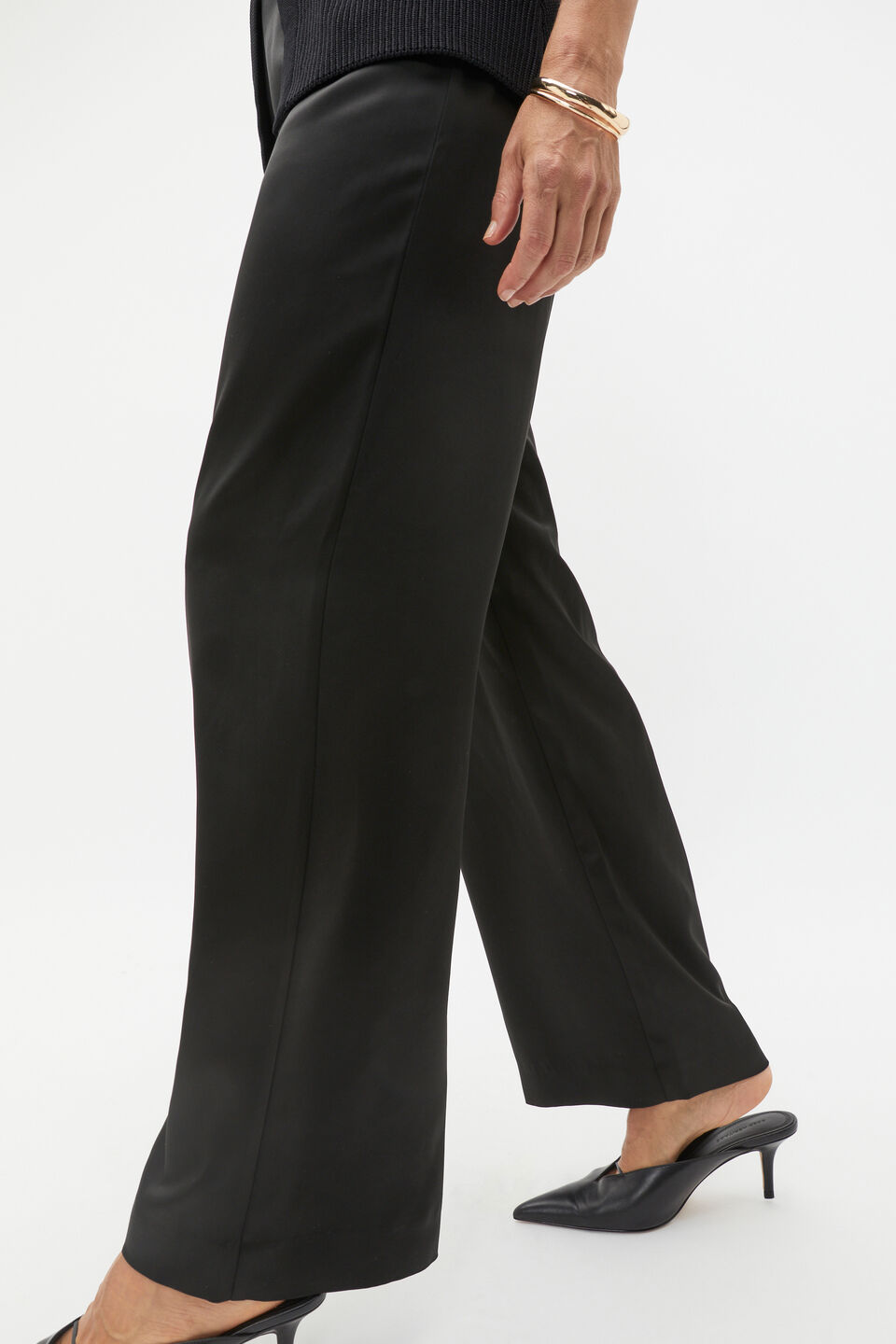 Satin Wide Leg Pant  Black
