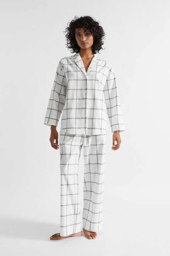 Flannelette Shirt and Pant PJ Set  Cloud Cream Check  hi-res