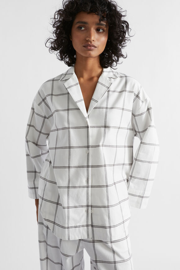 Flannelette Shirt and Pant PJ Set  Cloud Cream Check  hi-res