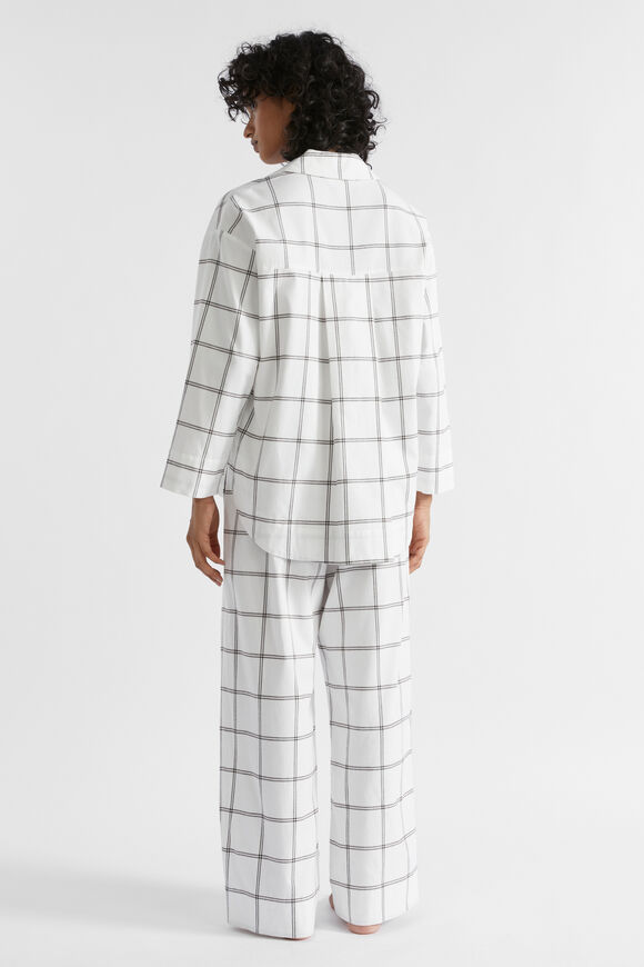 Flannelette Shirt and Pant PJ Set  Cloud Cream Check  hi-res