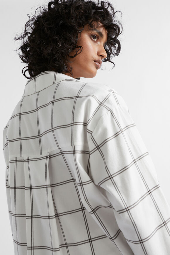 Flannelette Shirt and Pant PJ Set  Cloud Cream Check  hi-res