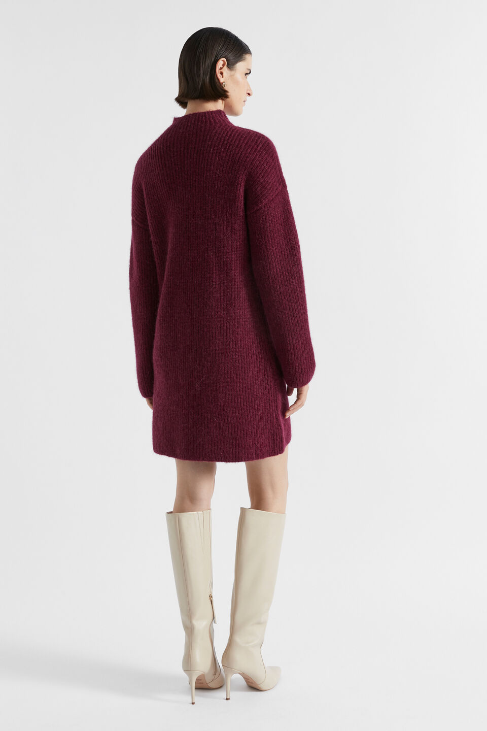 Wool Blend Knit Mini Dress  Boysenberry Marle