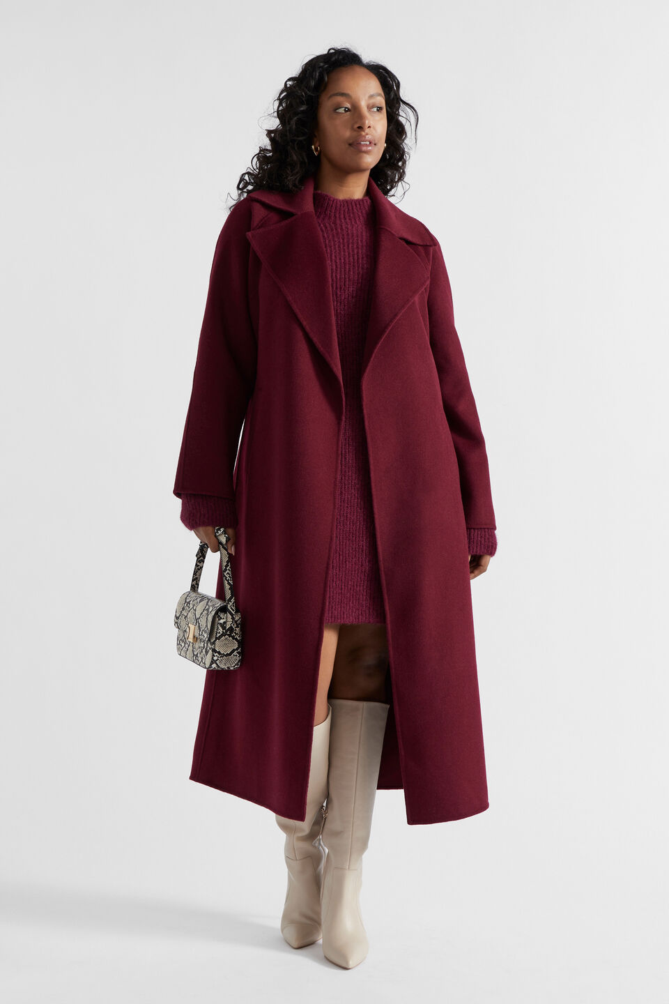 Wool Blend Knit Mini Dress  Boysenberry Marle