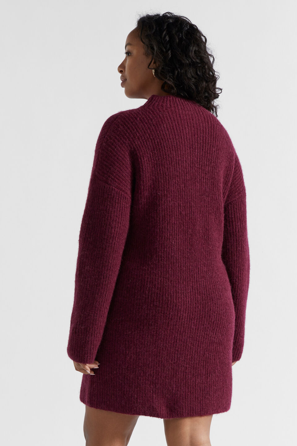 Wool Blend Knit Mini Dress  Boysenberry Marle