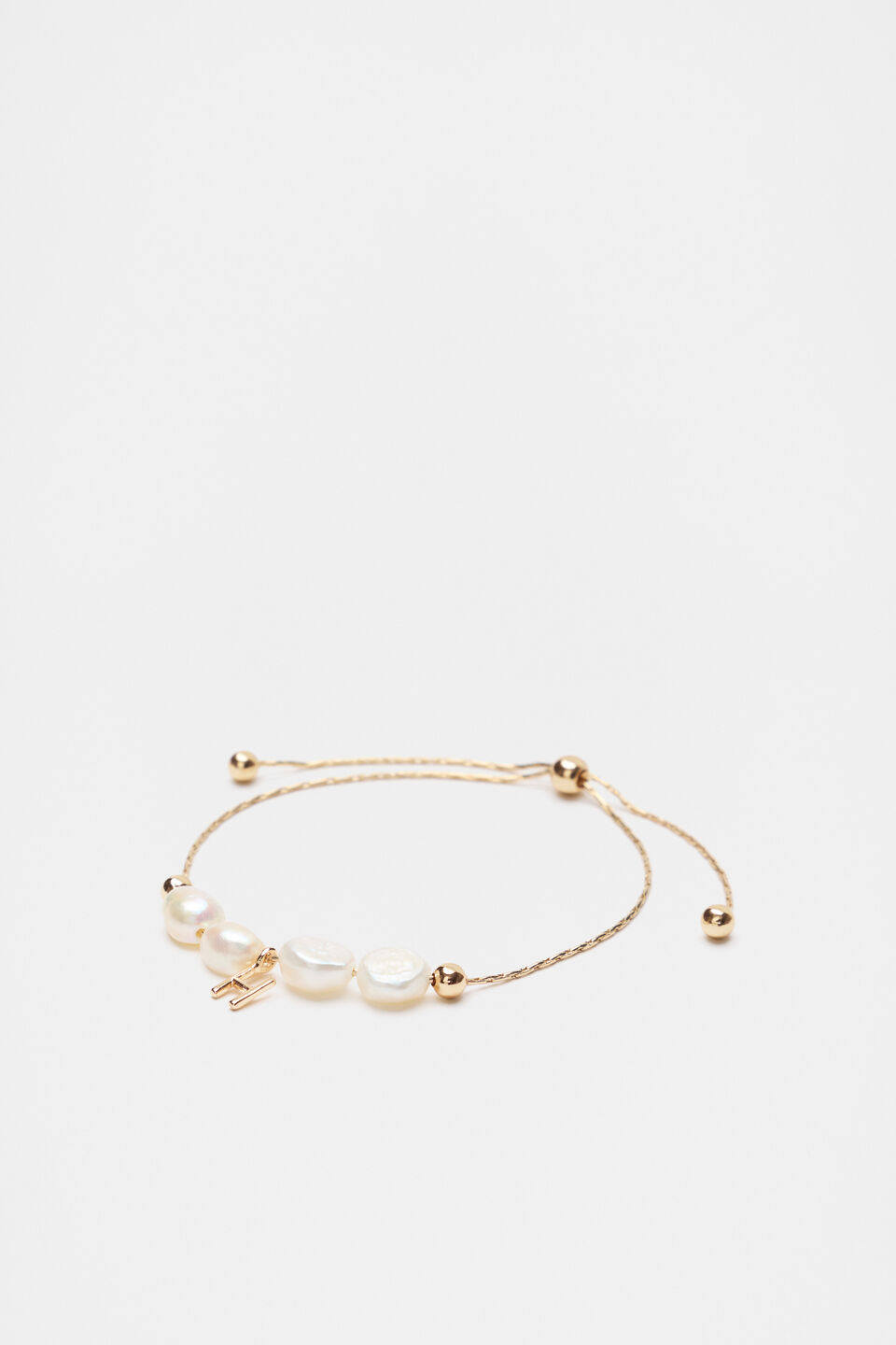 Fine Pearl Initial Bracelet  H