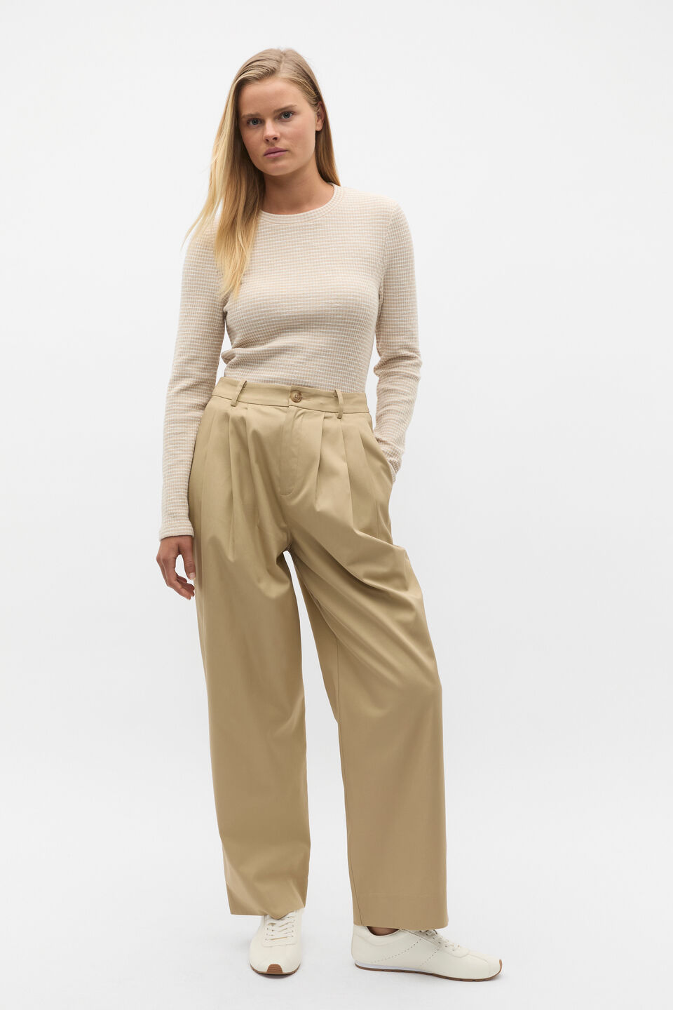 Self Stripe Textured Top  Latte Stripe