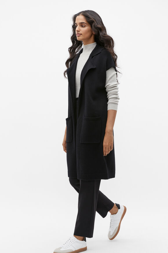 Collar Detail Knit Gilet  Black  hi-res