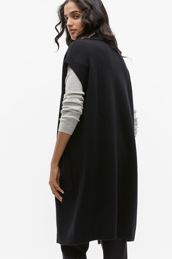 Collar Detail Knit Gilet  Black  hi-res