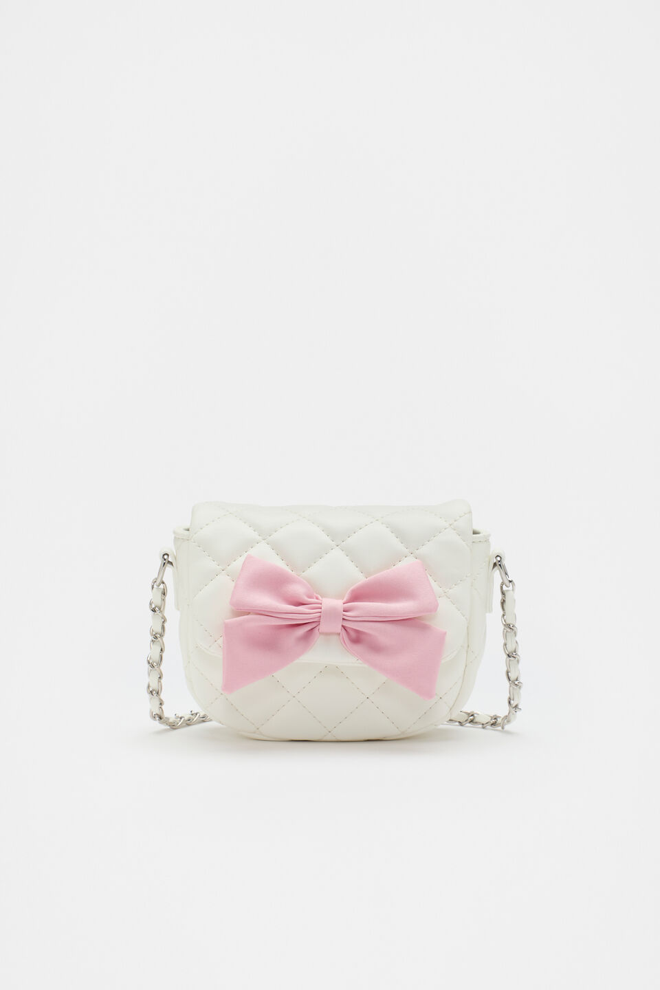 Bow Quilted Bag  Pink White