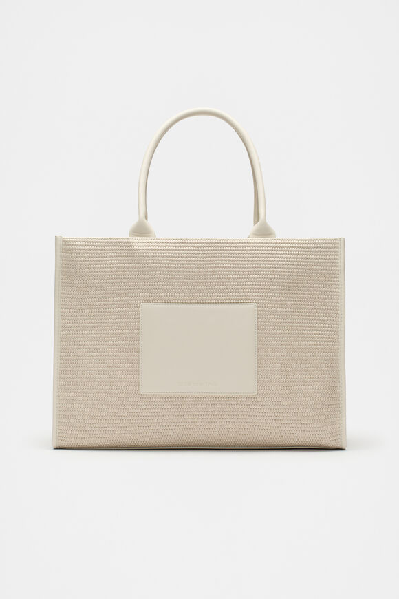 Structured Woven Tote  Stone  hi-res
