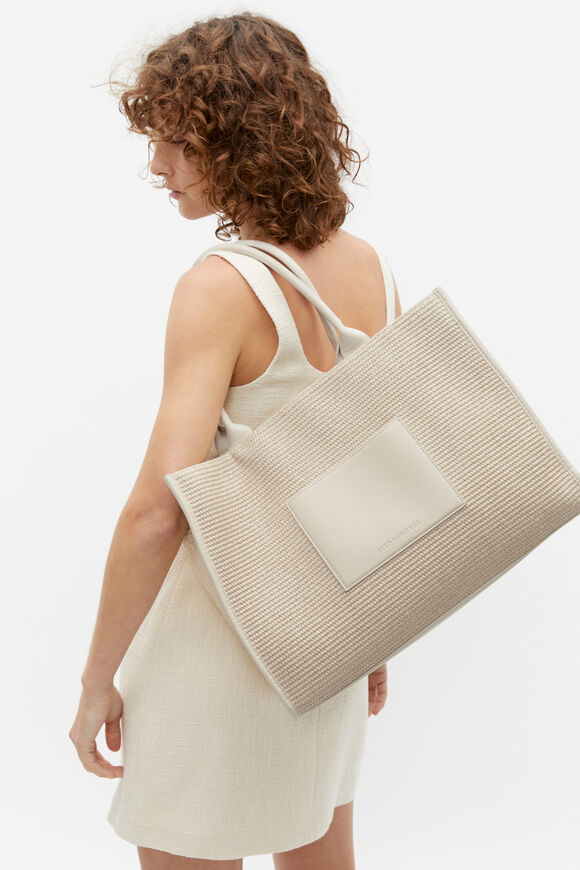 Structured Woven Tote  Stone  hi-res