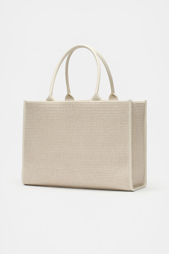 Structured Woven Tote  Stone  hi-res
