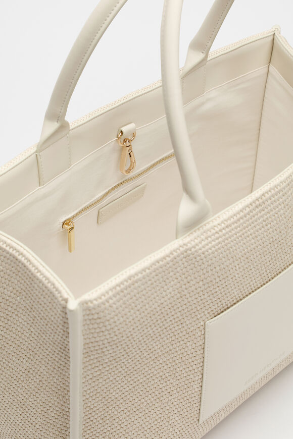 Structured Woven Tote  Stone  hi-res